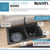 Ruvati 33 x 22 inch epiGranite Dual-Mount Granite Composite Double Bowl Kitchen Sink - Midnight Black - RVG1344BK