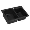 Ruvati 33 x 22 inch epiGranite Dual-Mount Granite Composite Double Bowl Kitchen Sink - Midnight Black - RVG1344BK