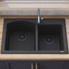 Ruvati 33 x 22 inch epiGranite Dual-Mount Granite Composite Double Bowl Kitchen Sink - Midnight Black - RVG1344BK
