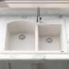 Ruvati 33 x 22 inch epiGranite Dual-Mount Granite Composite Double Bowl Kitchen Sink - Caribbean Sand - RVG1344CS