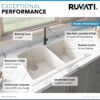 Ruvati 33 x 22 inch epiGranite Dual-Mount Granite Composite Double Bowl Kitchen Sink - Caribbean Sand - RVG1344CS