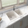 Ruvati 33 x 22 inch epiGranite Dual-Mount Granite Composite Double Bowl Kitchen Sink - Caribbean Sand - RVG1344CS