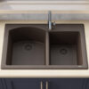 Ruvati 33 x 22 inch epiGranite Dual-Mount Granite Composite Double Bowl Kitchen Sink - Espresso Brown - RVG1344ES