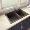 Ruvati 33 x 22 inch epiGranite Dual-Mount Granite Composite Double Bowl Kitchen Sink - Espresso Brown - RVG1344ES