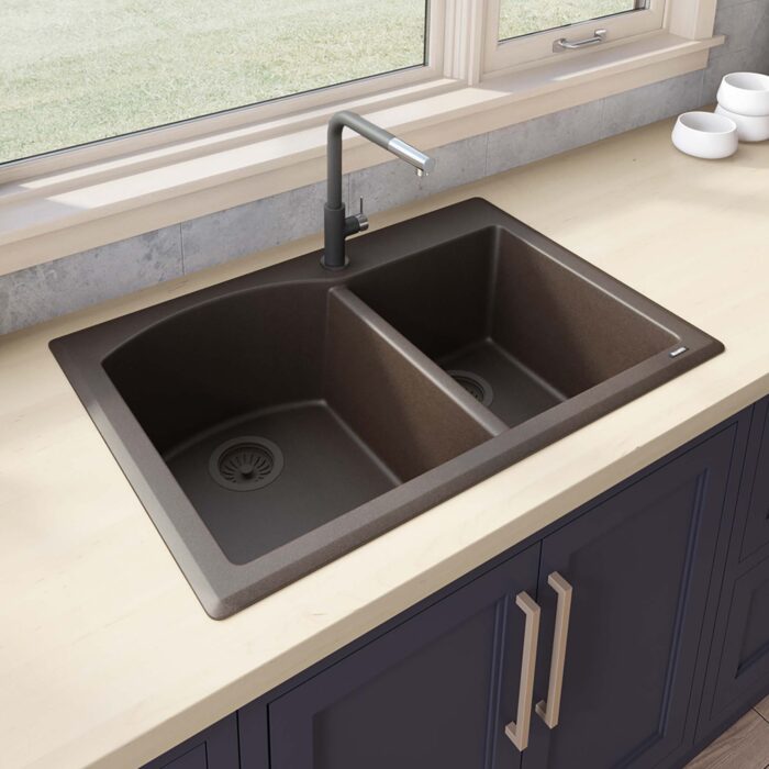 Espresso Brown Dual-Mount Double Bowl Sink