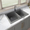 Ruvati 33 x 22 inch epiGranite Dual-Mount Granite Composite Double Bowl Kitchen Sink - Urban Gray - RVG1344GR