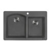 Ruvati 33 x 22 inch epiGranite Dual-Mount Granite Composite Double Bowl Kitchen Sink - Urban Gray - RVG1344GR