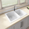 Ruvati 33 x 22 inch epiGranite Dual-Mount Granite Composite Double Bowl Kitchen Sink - Arctic White - RVG1344WH