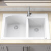 Ruvati 33 x 22 inch epiGranite Dual-Mount Granite Composite Double Bowl Kitchen Sink - Arctic White - RVG1344WH