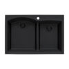 Ruvati 33 x 22 inch epiGranite Drop-in Topmount Granite Composite Double Bowl Kitchen Sink - Midnight Black - RVG1345BK Ruvati 33 x 22 inch epiGranite Drop-in Topmount Granite Composite Double Bowl Kitchen Sink - Midnight Black - RVG1345BK