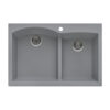 Ruvati 33 x 22 inch epiGranite Drop-in Topmount Granite Composite Double Bowl Kitchen Sink - Silver Gray - RVG1345GR Ruvati 33 x 22 inch epiGranite Drop-in Topmount Granite Composite Double Bowl Kitchen Sink - Silver Gray - RVG1345GR