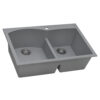 Ruvati 33 x 22 inch epiGranite Drop-in Topmount Granite Composite Double Bowl Kitchen Sink - Silver Gray - RVG1345GR Ruvati 33 x 22 inch epiGranite Drop-in Topmount Granite Composite Double Bowl Kitchen Sink - Silver Gray - RVG1345GR