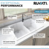 Ruvati 33 x 22 inch epiGranite Drop-in Topmount Granite Composite Double Bowl Kitchen Sink - White - RVG1345WH