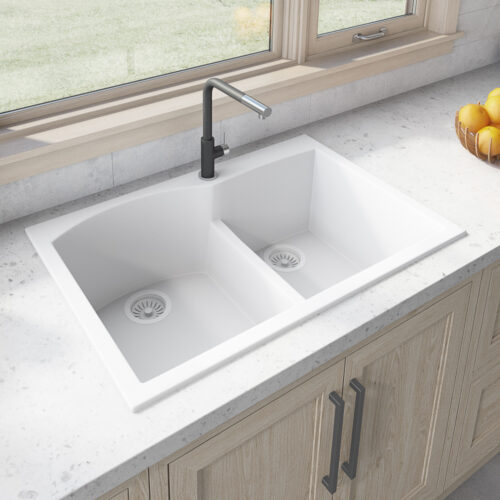 Arctic White Drop-in Double Bowl Sink