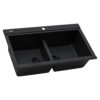 Ruvati 34 inch epiGranite Topmount Workstation Ledge Granite Composite Kitchen Sink - Midnight Black - RVG1350BK