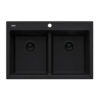 Ruvati 33 x 22 inch epiGranite Drop-in TopMount Granite Composite Double Bowl Low Divide Kitchen Sink - Midnight Black - RVG1385BK