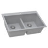 Ruvati 33 x 22 inch epiGranite Drop-in TopMount Granite Composite Double Bowl Low Divide Kitchen Sink - Silver Gray - RVG1385GR