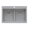 Ruvati 33 x 22 inch epiGranite Drop-in TopMount Granite Composite Double Bowl Low Divide Kitchen Sink - Silver Gray - RVG1385GR