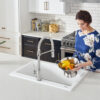 Ruvati 33 x 22 inch epiGranite Drop-in TopMount Granite Composite Double Bowl Low Divide Kitchen Sink - Arctic White - RVG1385WH