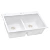 Ruvati 33 x 22 inch epiGranite Drop-in TopMount Granite Composite Double Bowl Low Divide Kitchen Sink - Arctic White - RVG1385WH