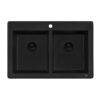 Ruvati 33 x 22 inch epiGranite Topmount Granite Composite Double Bowl Kitchen Sink - Midnight Black - RVG1388BK