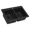 Ruvati 33 x 22 inch epiGranite Topmount Granite Composite Double Bowl Kitchen Sink - Midnight Black - RVG1388BK