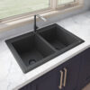 Midnight Black Undermount Double Bowl Sink