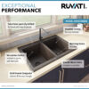 Ruvati 33 x 22 inch epiGranite Topmount Granite Composite Double Bowl Kitchen Sink - Espresso Brown - RVG1388ES