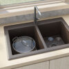 Ruvati 33 x 22 inch epiGranite Topmount Granite Composite Double Bowl Kitchen Sink - Espresso Brown - RVG1388ES