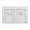 Ruvati 33 x 22 inch epiGranite Topmount Granite Composite Double Bowl Kitchen Sink - Arctic White - RVG1388WH