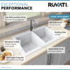 Ruvati 33 x 22 inch epiGranite Topmount Granite Composite Double Bowl Kitchen Sink - Arctic White - RVG1388WH