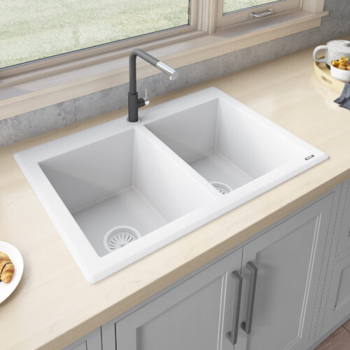 Arctic White Undermount Double Bowl Sink