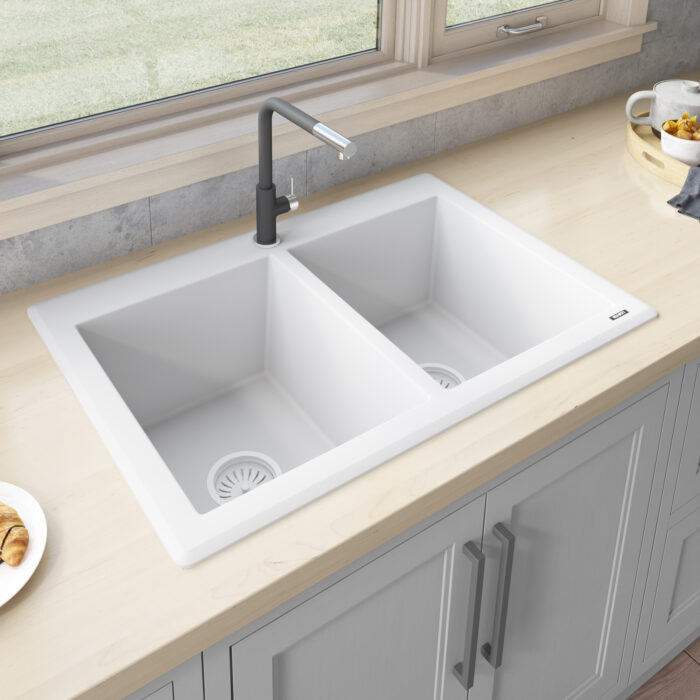 Arctic White Undermount Double Bowl Sink