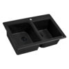 Ruvati 33 x 22 inch epiGranite Dual-Mount Granite Composite Double Bowl Kitchen Sink - Midnight Black - RVG1396BK Ruvati 33 x 22 inch epiGranite Dual-Mount Granite Composite Double Bowl Kitchen Sink - Midnight Black - RVG1396BK