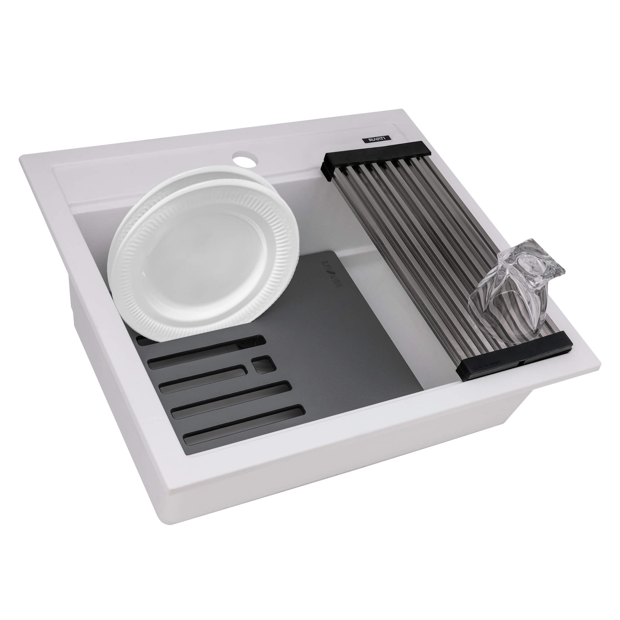 Matte White Workstation Topmount Sink