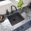Ruvati 17 x 17 inch Granite Composite Undermount Single Bowl Wet Bar Prep Sink - Midnight Black - RVG2018BK