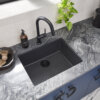 Ruvati 23 x 17 inch Granite Composite Undermount Single Bowl Kitchen Sink - Midnight Black - RVG2023BK