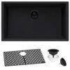 Ruvati 30 x 18 inch Granite Composite Undermount Single Bowl Kitchen Sink - Midnight Black - RVG2030BK Ruvati 30 x 18 inch Granite Composite Undermount Single Bowl Kitchen Sink - Midnight Black - RVG2030BK