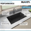 Ruvati 32 x 19 inch epiGranite Undermount Granite Composite Single Bowl Kitchen Sink - Midnight Black - RVG2033BK