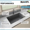 Ruvati 32 x 19 inch epiGranite Undermount Granite Composite Single Bowl Kitchen Sink - Silver Gray - RVG2033GR Ruvati 32 x 19 inch epiGranite Undermount Granite Composite Single Bowl Kitchen Sink - Silver Gray - RVG2033GR