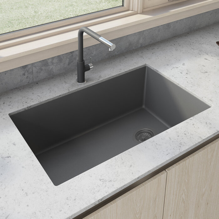 Ruvati 32 x 19 inch epiGranite Undermount Granite Composite Single Bowl Kitchen Sink - Urban Gray - RVG2033UG