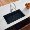 Ruvati 32 x 19 inch Granite Composite Undermount Single Bowl Kitchen Sink - Midnight Black - RVG2080BK Ruvati 32 x 19 inch Granite Composite Undermount Single Bowl Kitchen Sink - Midnight Black - RVG2080BK