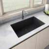 Ruvati 32 x 19 inch Granite Composite Undermount Single Bowl Kitchen Sink - Midnight Black - RVG2080BK Ruvati 32 x 19 inch Granite Composite Undermount Single Bowl Kitchen Sink - Midnight Black - RVG2080BK