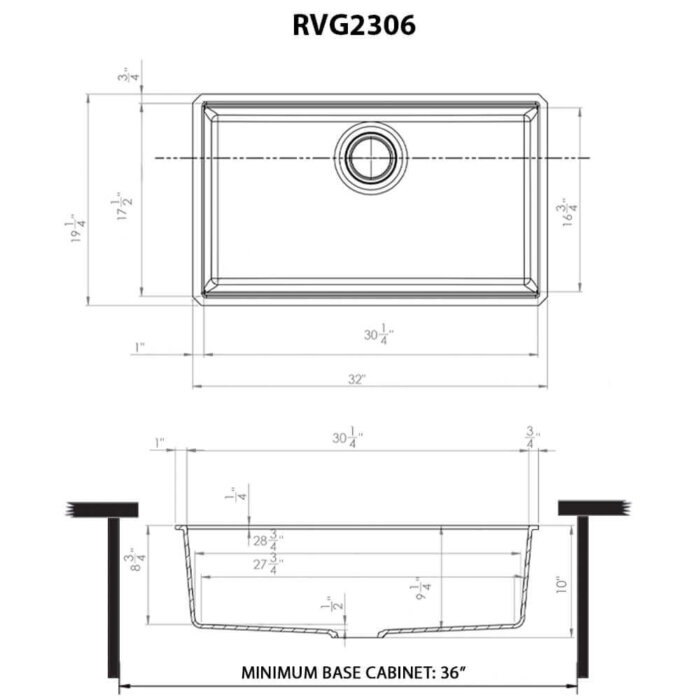Ruvati 33-inch Undermount Workstation Granite Composite Kitchen Sink Matte Black - RVG2306BK