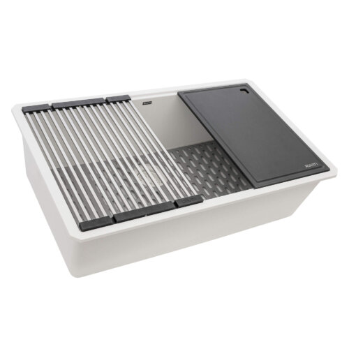 Ruvati 33-inch Granite Composite Workstation Undermount Kitchen Sink Single Bowl White - RVG2306WH