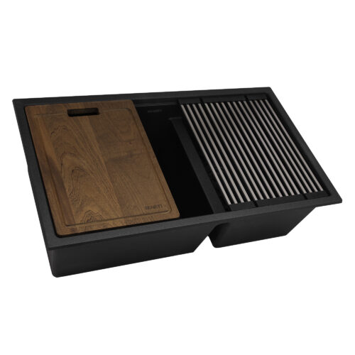 Charcoal Black Double Bowl Kitchen Sink