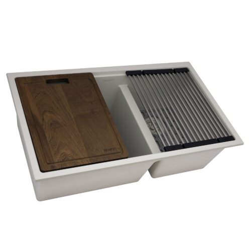 Warm White Double Bowl Kitchen Sink