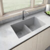 Ruvati 33 x 19 inch Granite Composite Undermount Double Bowl Low Divide Kitchen Sink - Silver Gray - RVG2385GR