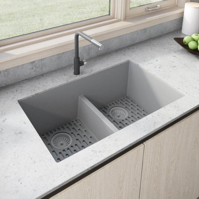 Silver Gray Double Bowl Granite Sink