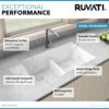 Ruvati 33 x 19 inch Granite Composite Undermount Double Bowl Low Divide Kitchen Sink - Arctic White - RVG2385WH Ruvati 33 x 19 inch Granite Composite Undermount Double Bowl Low Divide Kitchen Sink - Arctic White - RVG2385WH